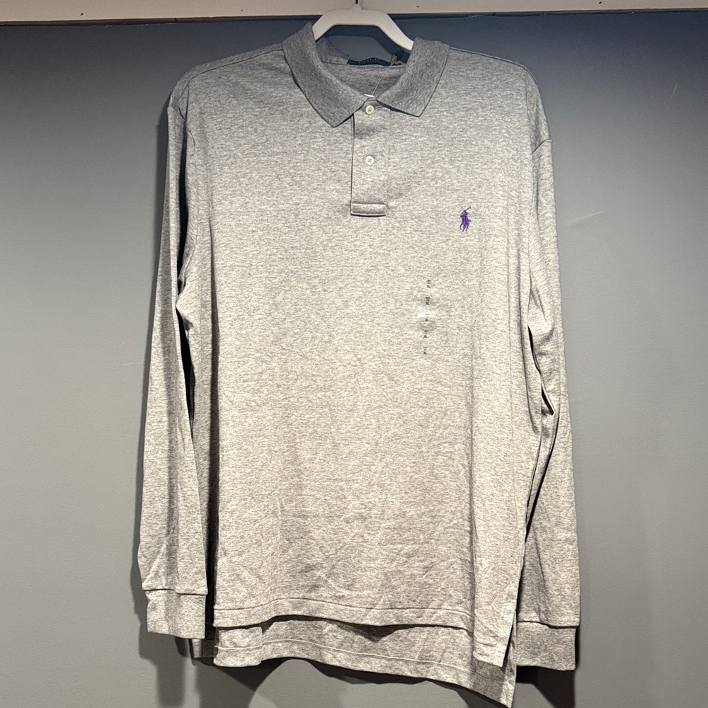 Polo by Ralph Lauren Men's Light Gray Long Sleeve Shirt